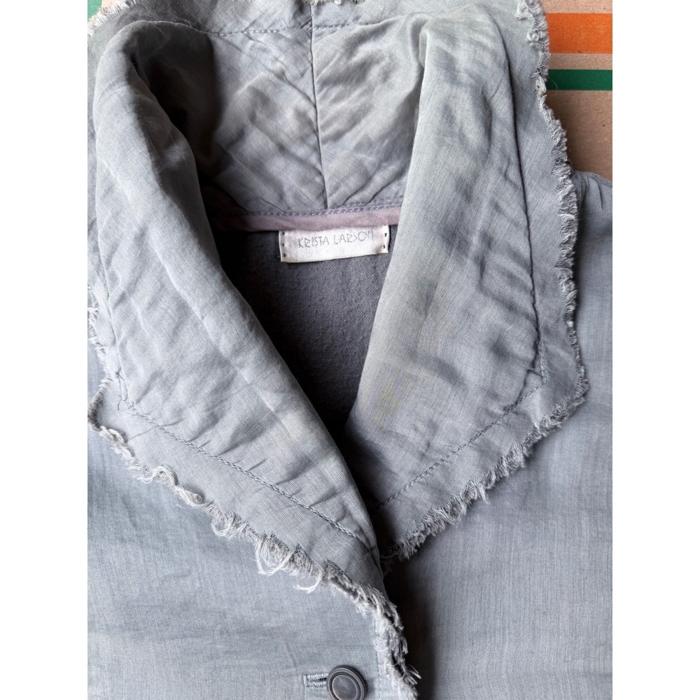 Krista Larson Military Steampunk Jacket Women OS Grey Cotton Lagenlook Victorian - Picture 7 of 9